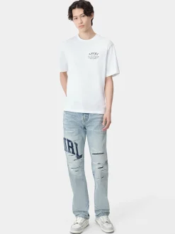 AMIRI Denim<VARSITY LOGO REPAIR STRAIGHT PERFECT INDIGO