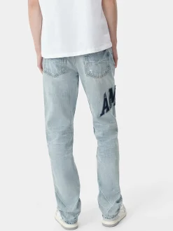AMIRI Denim<VARSITY LOGO REPAIR STRAIGHT PERFECT INDIGO