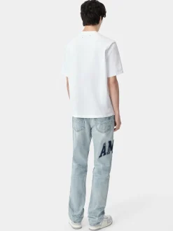 AMIRI Denim<VARSITY LOGO REPAIR STRAIGHT PERFECT INDIGO