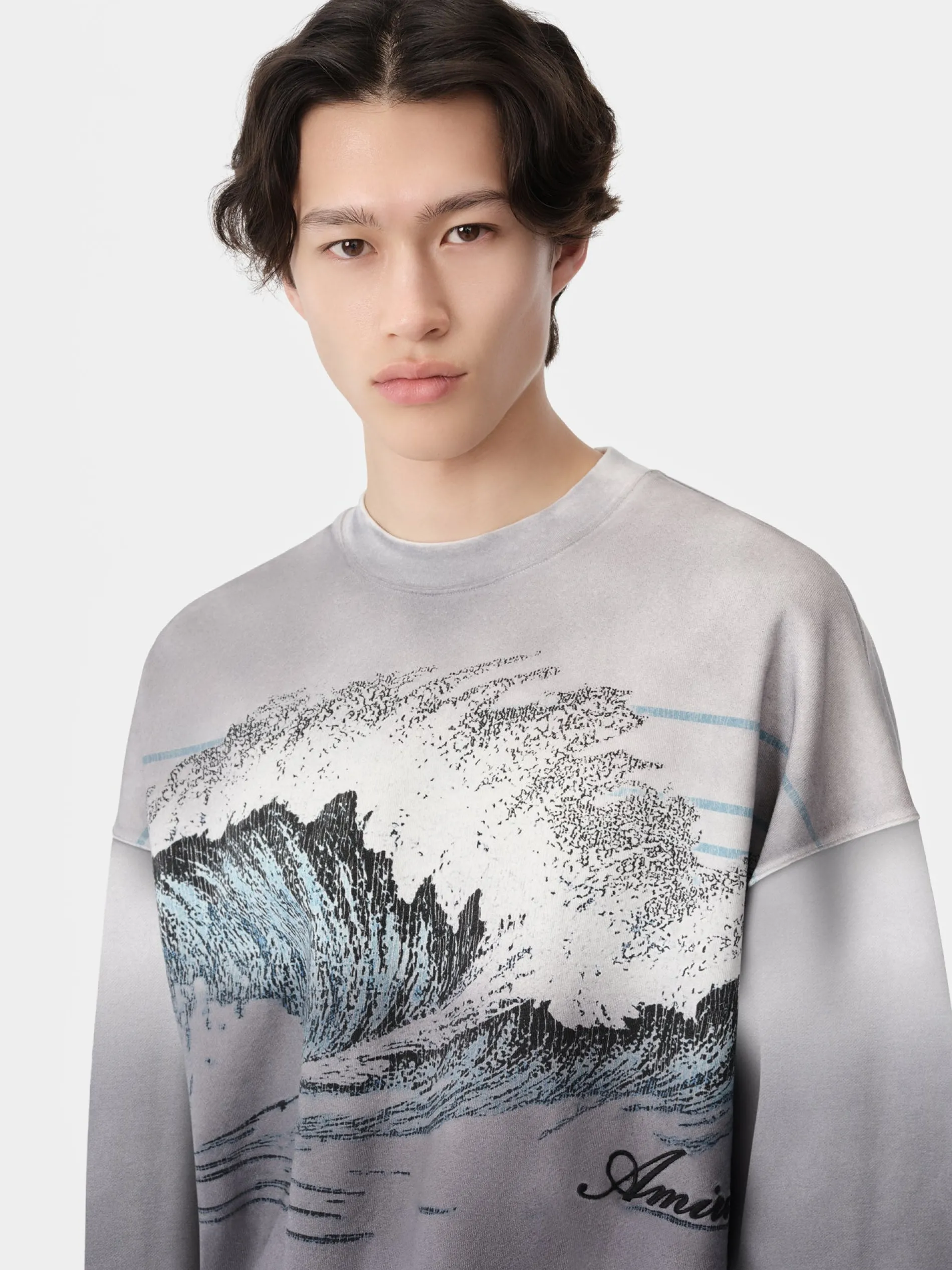 AMIRI Sweatshirts|Tees<VINTAGE WAVE OVERSIZED CREW BLACK