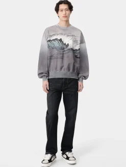 AMIRI Sweatshirts|Tees<VINTAGE WAVE OVERSIZED CREW BLACK