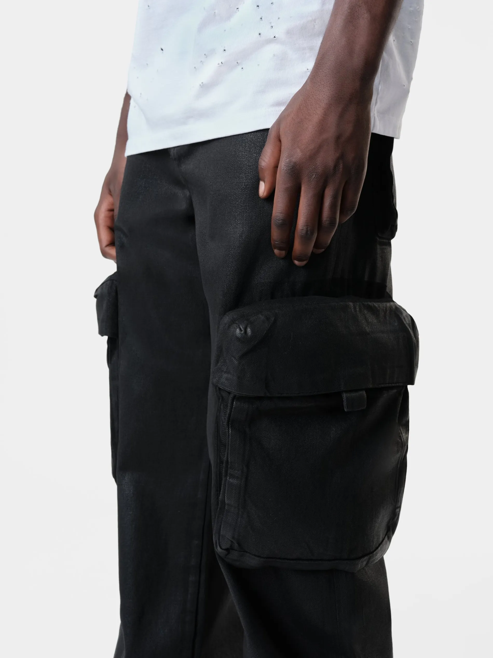 AMIRI Denim<WAX M65 BAGGY CARGO BLACK OD