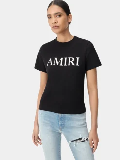 AMIRI Jersey|Tees<WOMEN'S CORE LOGO TEE BLACK