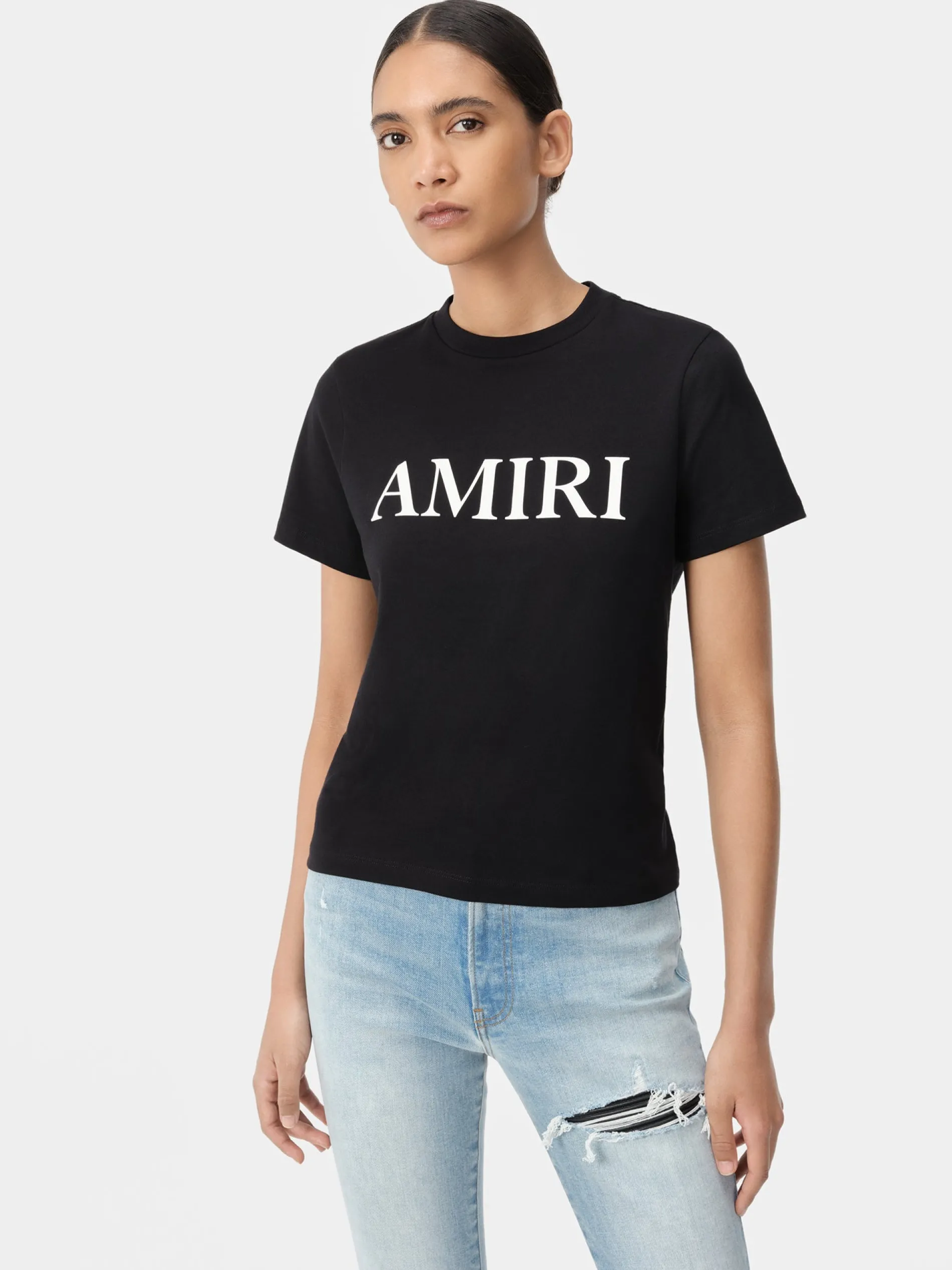 AMIRI Jersey|Tees<WOMEN'S CORE LOGO TEE BLACK