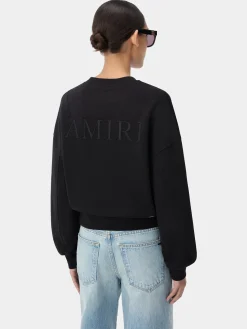 AMIRI Jersey|Tees<WOMEN'S EMBROIDERED CREW BLACK