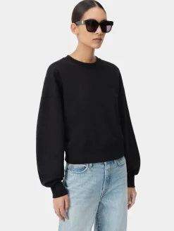 AMIRI Jersey|Tees<WOMEN'S EMBROIDERED CREW BLACK