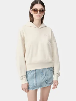 AMIRI Sweatshirts|Jersey<WOMEN'S EMBROIDERED HOODIE Alabaster