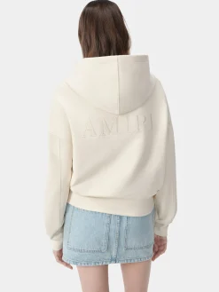 AMIRI Sweatshirts|Jersey<WOMEN'S EMBROIDERED HOODIE Alabaster