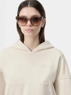 AMIRI Sweatshirts|Jersey<WOMEN'S EMBROIDERED HOODIE Alabaster