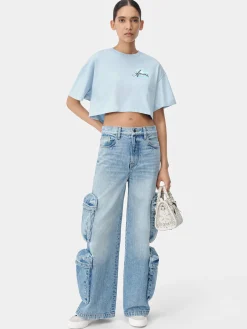 AMIRI Jersey|Tees<WOMEN'S PARADISE AIRBRUSH TEE Cerulean