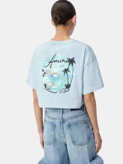 AMIRI Jersey|Tees<WOMEN'S PARADISE AIRBRUSH TEE Cerulean
