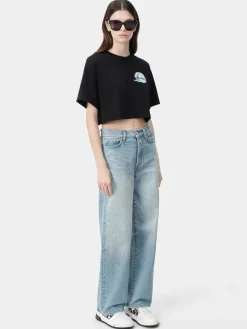 AMIRI Jersey|Tees<WOMEN'S PARADISE AIRBRUSH TEE BLACK