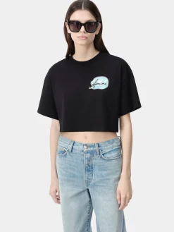 AMIRI Jersey|Tees<WOMEN'S PARADISE AIRBRUSH TEE BLACK