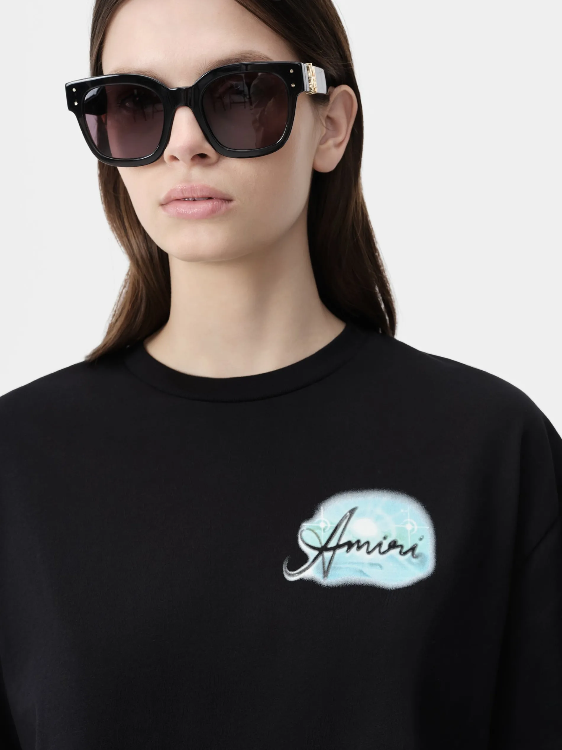 AMIRI Jersey|Tees<WOMEN'S PARADISE AIRBRUSH TEE BLACK