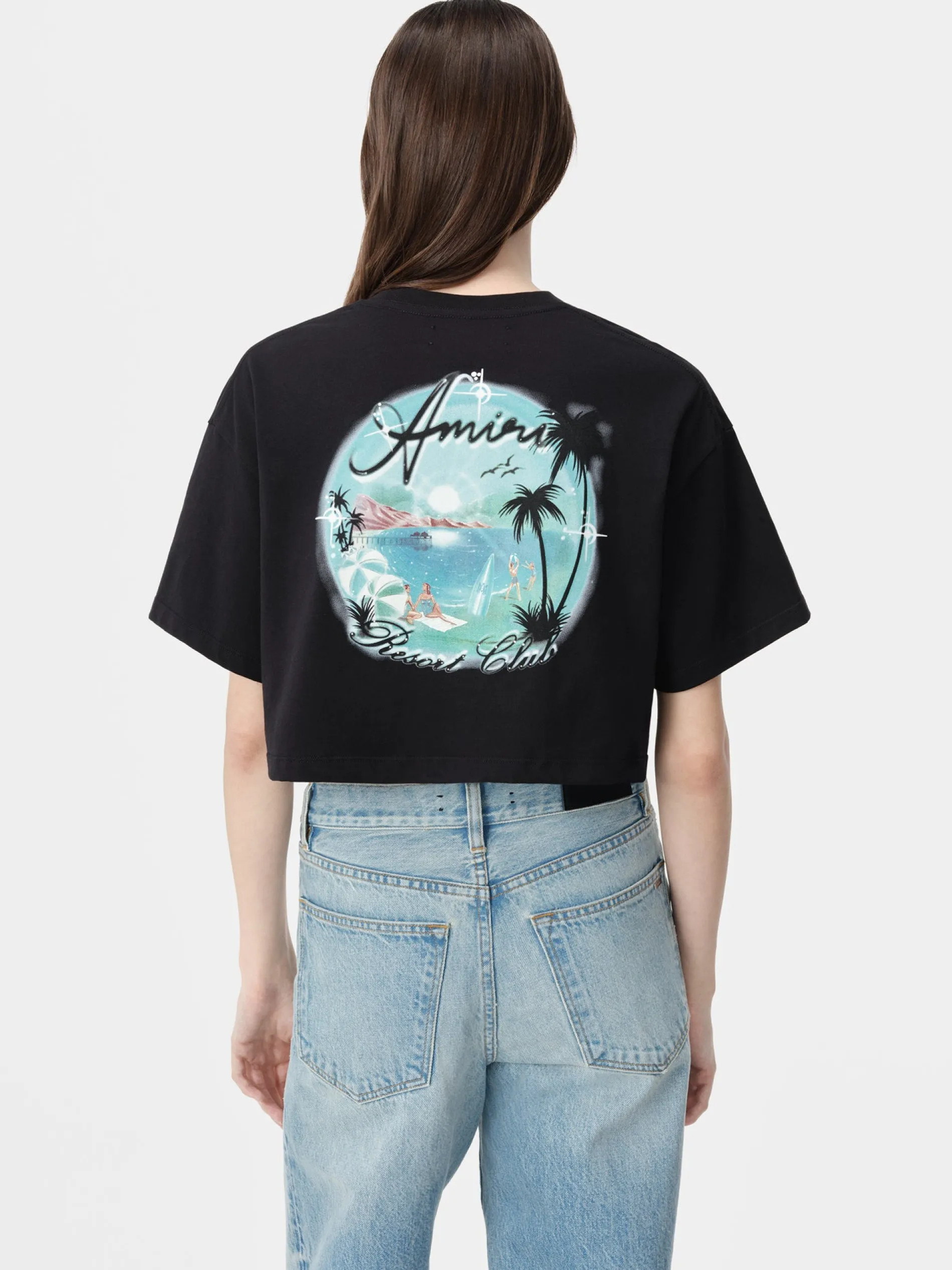 AMIRI Jersey|Tees<WOMEN'S PARADISE AIRBRUSH TEE BLACK