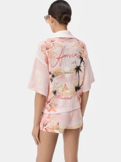 AMIRI Knitwear|Shirts<WOMEN'S PARADISE CROCHET POLO Rosewater