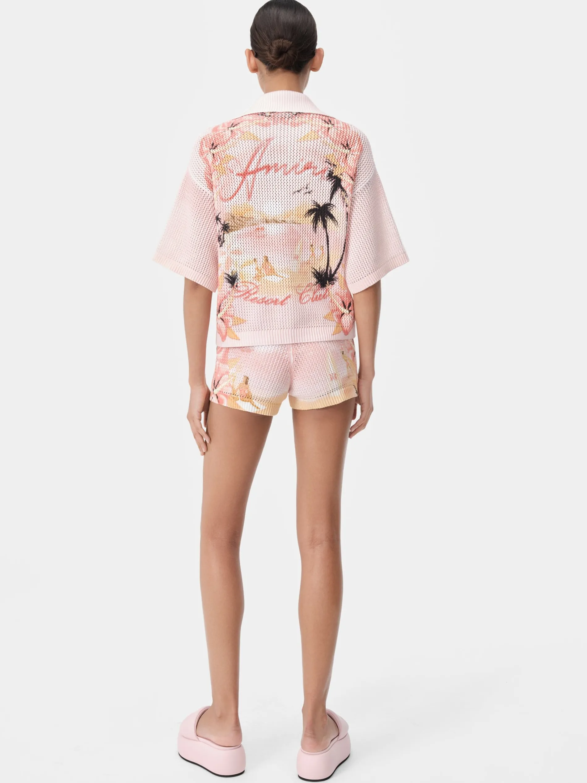 AMIRI Knitwear|Shorts & Sweatpants<WOMEN'S PARADISE CROCHET SHORT Rosewater