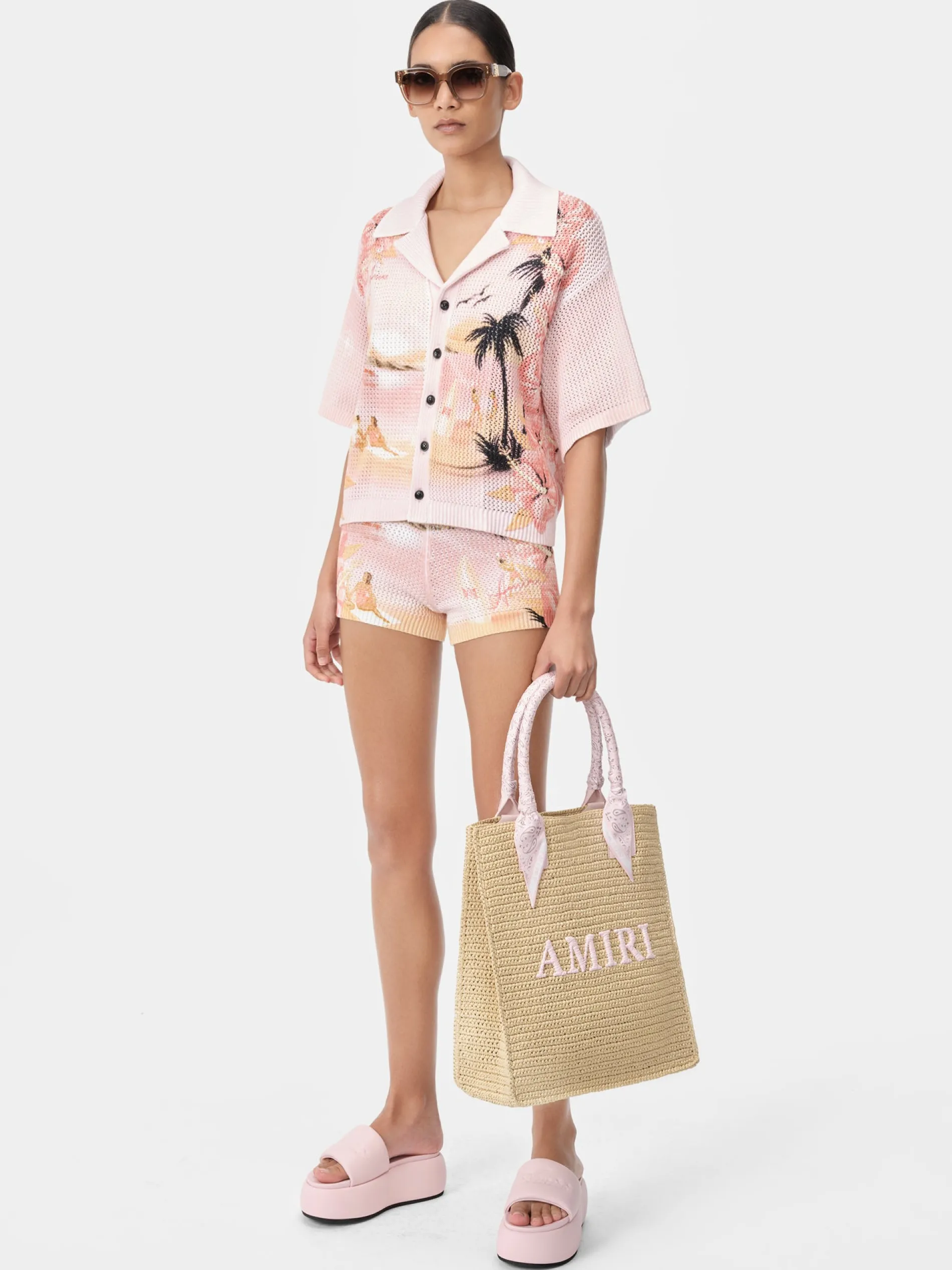 AMIRI Knitwear|Shorts & Sweatpants<WOMEN'S PARADISE CROCHET SHORT Rosewater