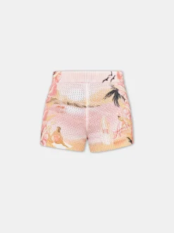 AMIRI Knitwear|Shorts & Sweatpants<WOMEN'S PARADISE CROCHET SHORT Rosewater