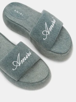 AMIRI Sandals|Sandals<WOMEN'S PLATFORM DENIM SANDAL WASHED INDIGO