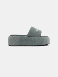 AMIRI Sandals|Sandals<WOMEN'S PLATFORM DENIM SANDAL WASHED INDIGO