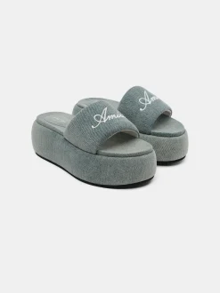 AMIRI Sandals|Sandals<WOMEN'S PLATFORM DENIM SANDAL WASHED INDIGO