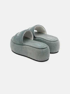 AMIRI Sandals|Sandals<WOMEN'S PLATFORM DENIM SANDAL WASHED INDIGO