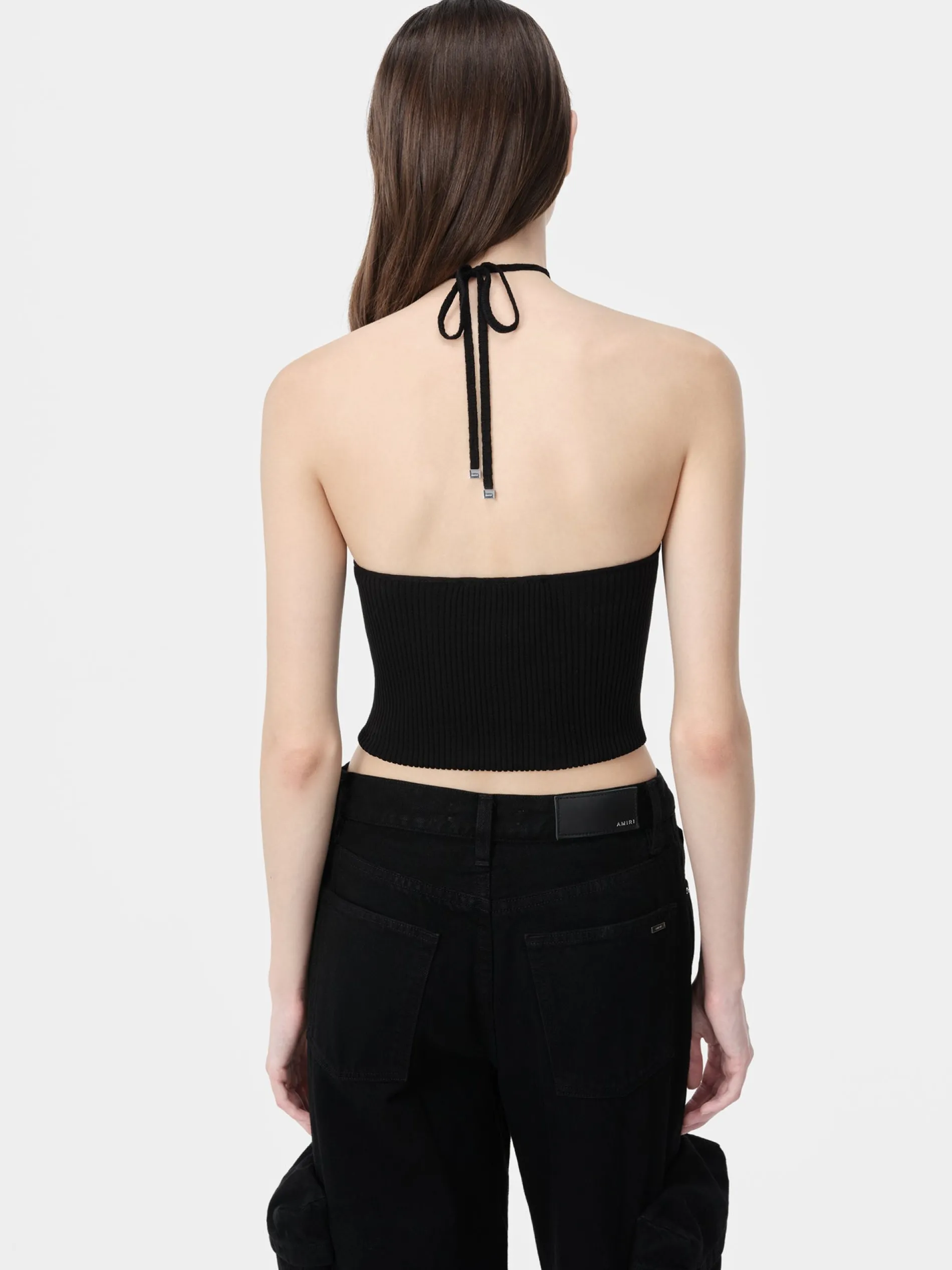 AMIRI Knitwear<WOMEN'S STACKED HALTER TOP BLACK
