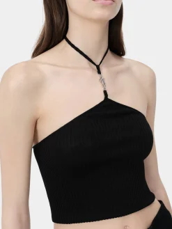 AMIRI Knitwear<WOMEN'S STACKED HALTER TOP BLACK