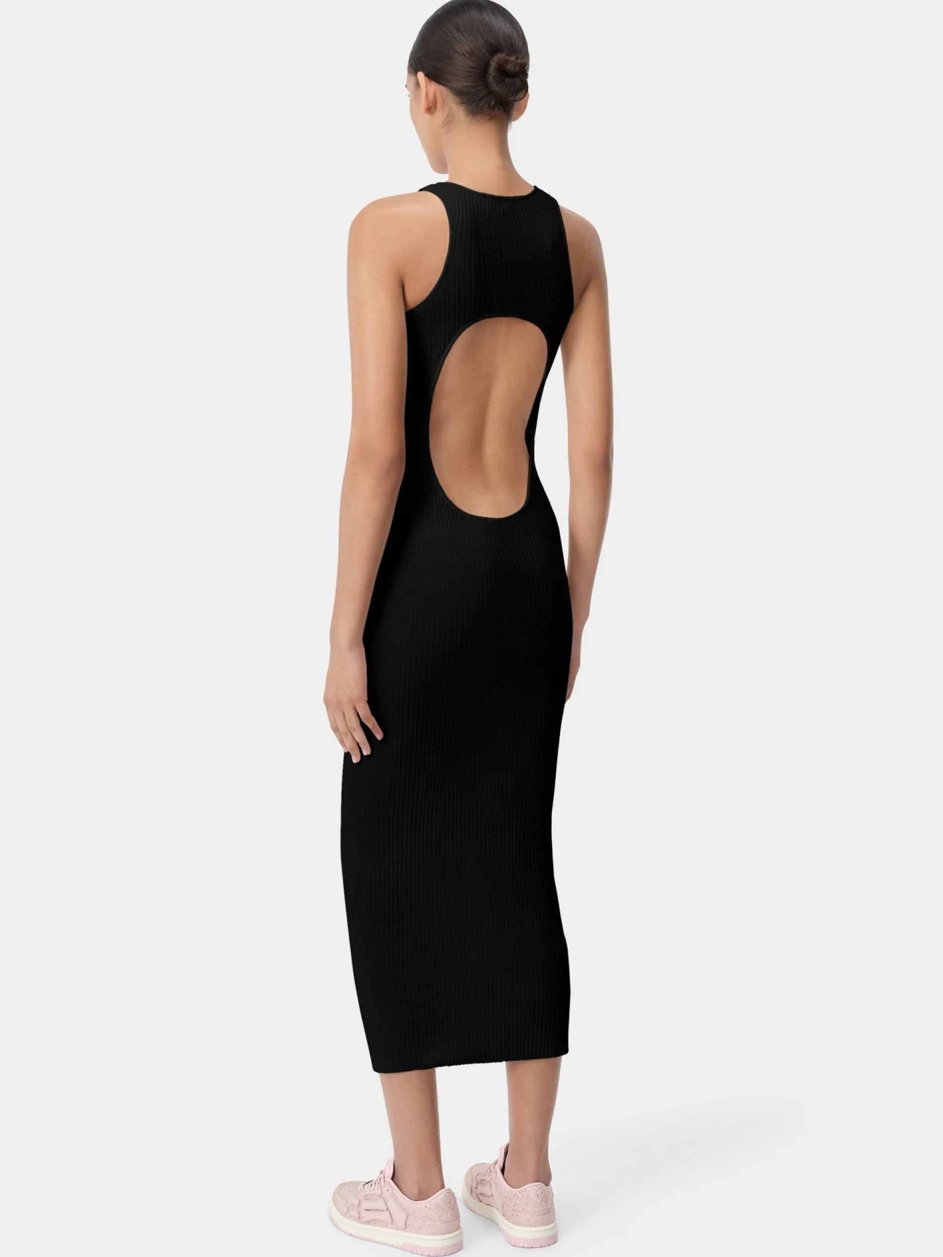 AMIRI Knitwear|Dresses<WOMEN'S STACKED MAXI DRESS BLACK