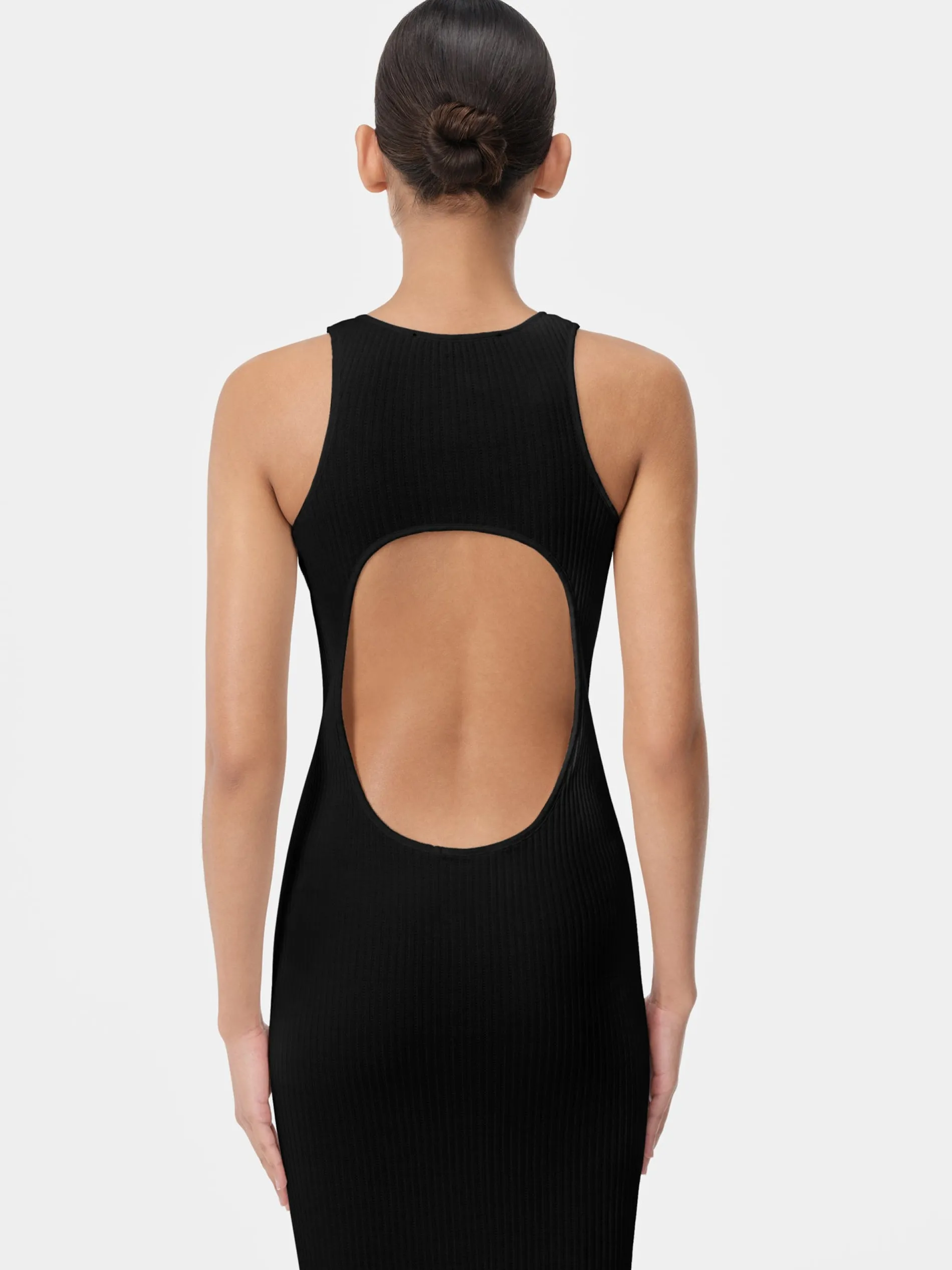 AMIRI Knitwear|Dresses<WOMEN'S STACKED MAXI DRESS BLACK