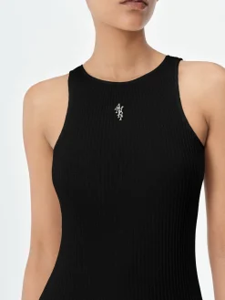 AMIRI Knitwear|Dresses<WOMEN'S STACKED MAXI DRESS BLACK