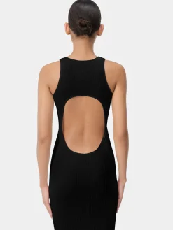AMIRI Knitwear|Dresses<WOMEN'S STACKED MAXI DRESS BLACK