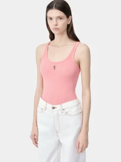 AMIRI Jersey|Tees<WOMEN'S STACKED RIBBED TANK Flamingo Pink