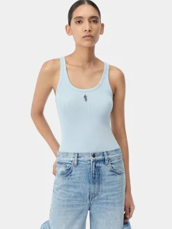 AMIRI Jersey|Tees<WOMEN'S STACKED RIBBED TANK Cerulean