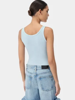 AMIRI Jersey|Tees<WOMEN'S STACKED RIBBED TANK Cerulean
