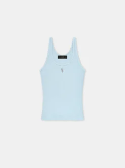 AMIRI Jersey|Tees<WOMEN'S STACKED RIBBED TANK Cerulean