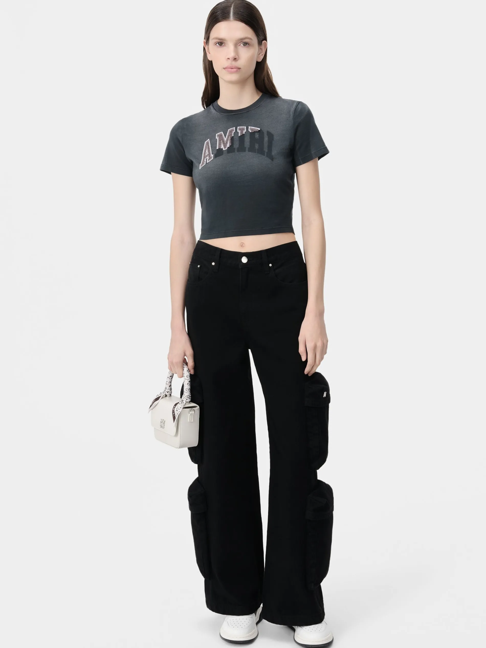 AMIRI Jersey|Tees<WOMEN'S VINTAGE BABY TEE Aged Black