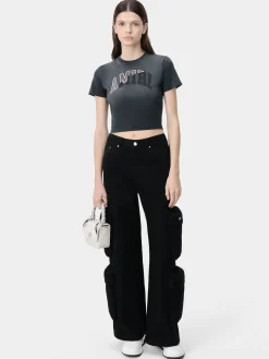 AMIRI Jersey|Tees<WOMEN'S VINTAGE BABY TEE Aged Black