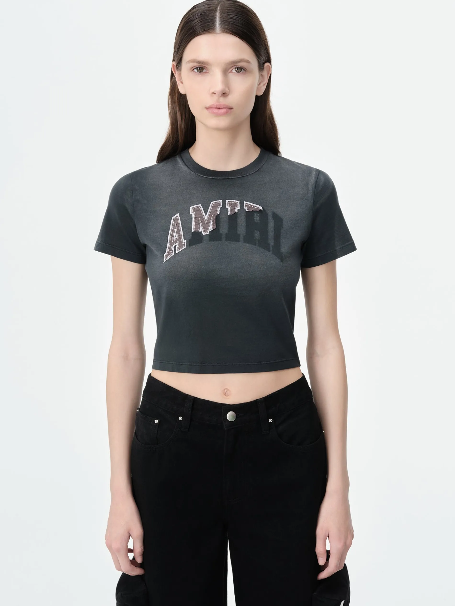 AMIRI Jersey|Tees<WOMEN'S VINTAGE BABY TEE Aged Black