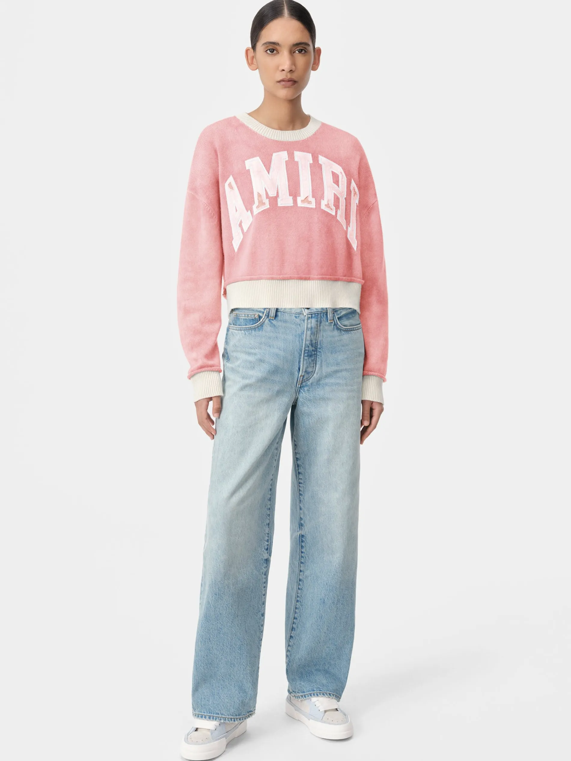 AMIRI Knitwear|Sweatshirts<WOMEN'S VINTAGE CASHMERE CREW Flamingo Pink