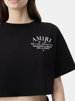 AMIRI Jersey|Tees<WOMEN'S ARTS DISTRICT CROPPED TEE BLACK