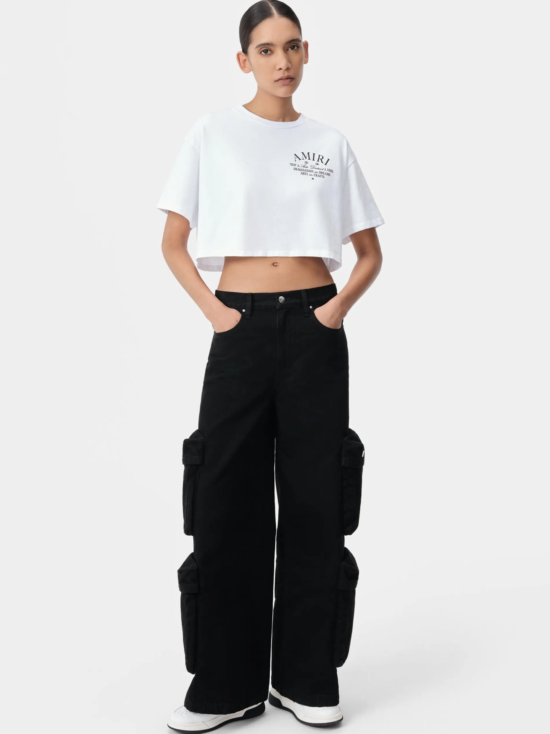 AMIRI Denim<WOMEN'S BAGGY CARGO JEAN BLACK OD