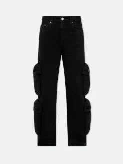 AMIRI Denim<WOMEN'S BAGGY CARGO JEAN BLACK OD