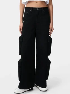 AMIRI Denim<WOMEN'S BAGGY CARGO JEAN BLACK OD