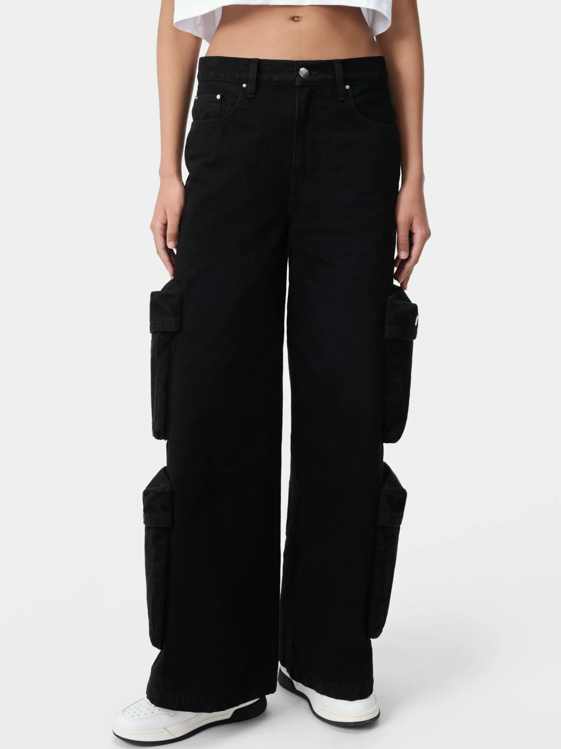 AMIRI Denim<WOMEN'S BAGGY CARGO JEAN BLACK OD