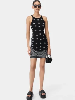 AMIRI Knitwear|Dresses<WOMEN'S BANDANA DRESS BLACK
