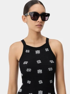 AMIRI Knitwear|Dresses<WOMEN'S BANDANA DRESS BLACK