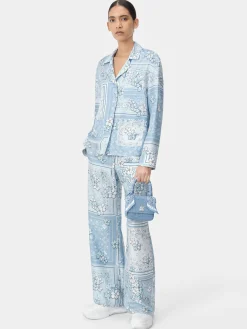 AMIRI Shirts<WOMEN'S BANDANA FLORAL PJ SHIRT Cerulean