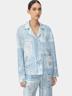 AMIRI Shirts<WOMEN'S BANDANA FLORAL PJ SHIRT Cerulean